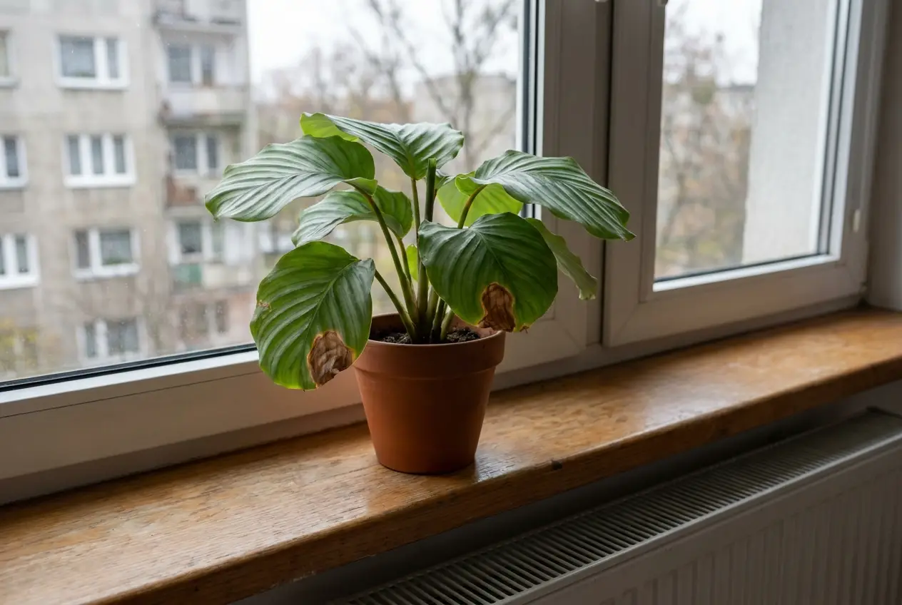 Brązowe plamy na liściach kwiatów doniczkowych - przyczyny i co robić