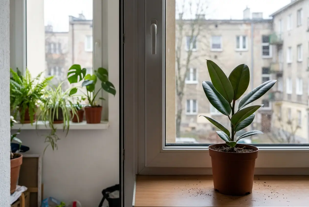 Nowo kupiona roślina stojąca osobno, z dala od pozostałych roślin w mieszkaniu